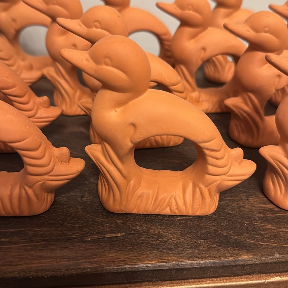 Vintage Terra Cotta Duck Napkin Rings - Picture 2 of 7